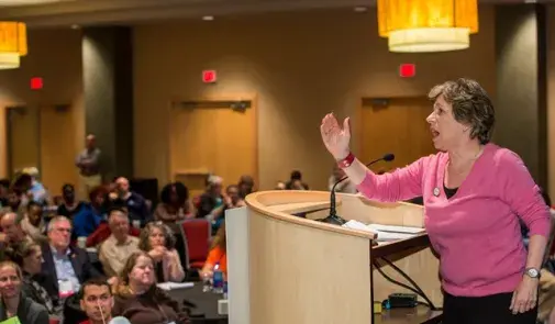 Randi Weingarten at higher ed conference