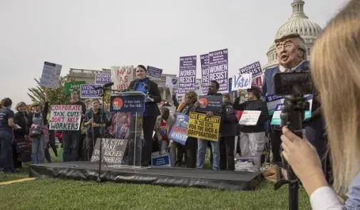 Sarah LaFrenz speaking at Capitol Hill rally