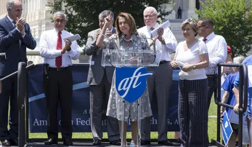 Nancy Pelosi speaking at rally