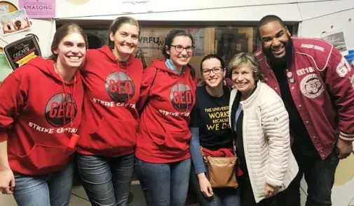 Randi Weingarten with striking members