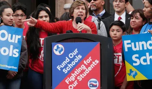 Fund Our Future - Randi Weingarten at podium