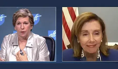 Randi Weingarten and Speaker Pelosi on 2020 Convention zoom call