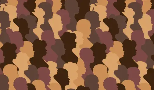 Illustration of people looking in the same direction