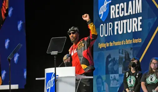 Chris Smalls and Starbucks workers at AFT Convention