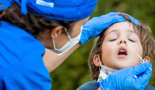 Child getting a Covid test