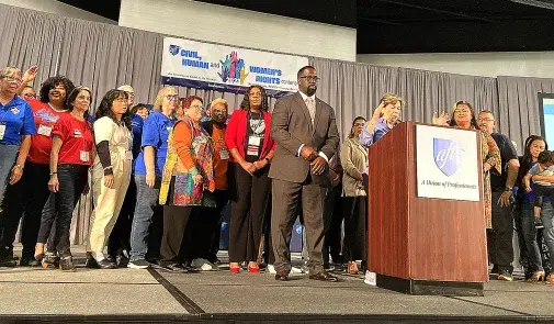 Photo of some of the recipients of PPI funding announced at the AFT Civil, Human and Women's Rights Conference Oct. 20.