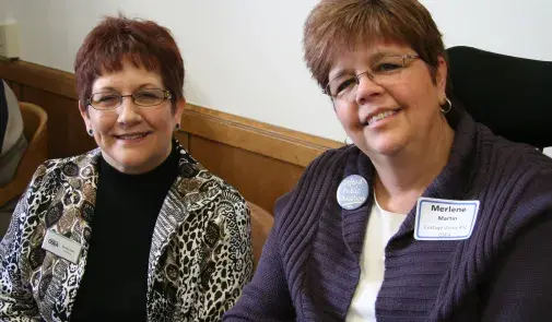 Bonnie Luisi, left, and Merlene Martin at the state Capitol in Salem in 2011.