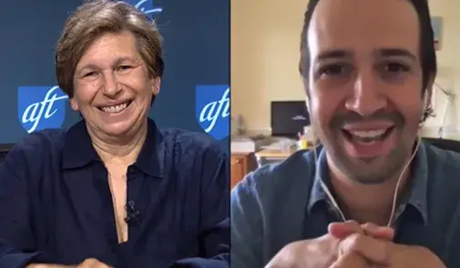 Randi Weingarten and Lin Manuel Miranda