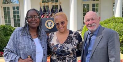 Photo of AFT retirees Viola Curry, Nina Tribble and John Soldini