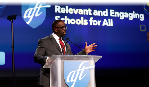 AFT Secretary-Treasurer Fedrick C. Ingram speaking at TEACH 25